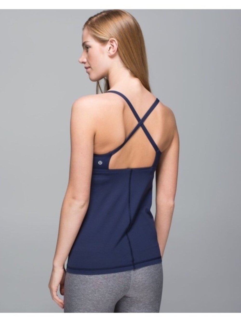 Lululemon Yeah Yoga Tank With Built In Bra Stretch Womens Size 4 Navy Blue